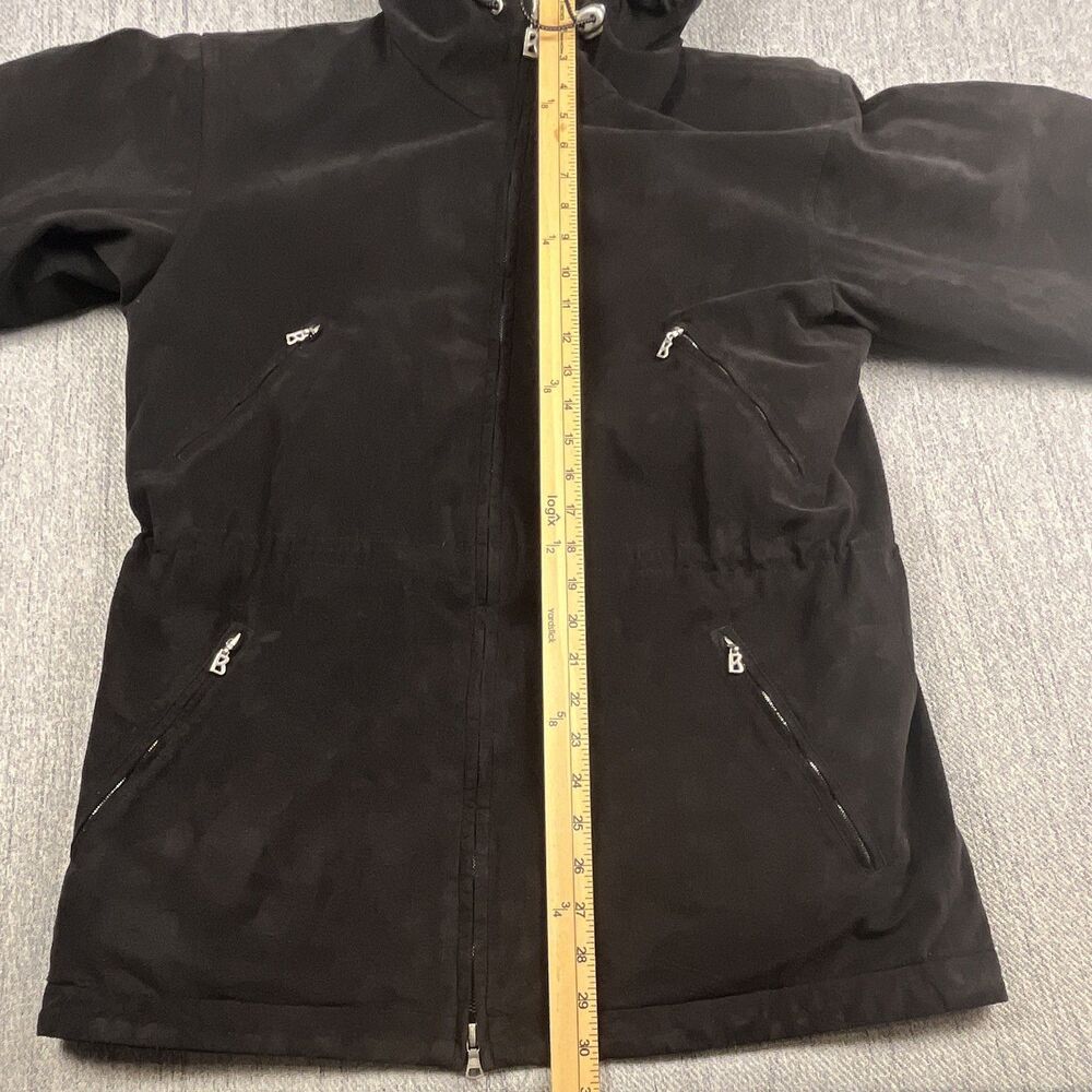 Vintage Bogner Hooded Ski Jacket Parka Womens 4 Black Sueded Microfiber Coat - Picture 8 of 13